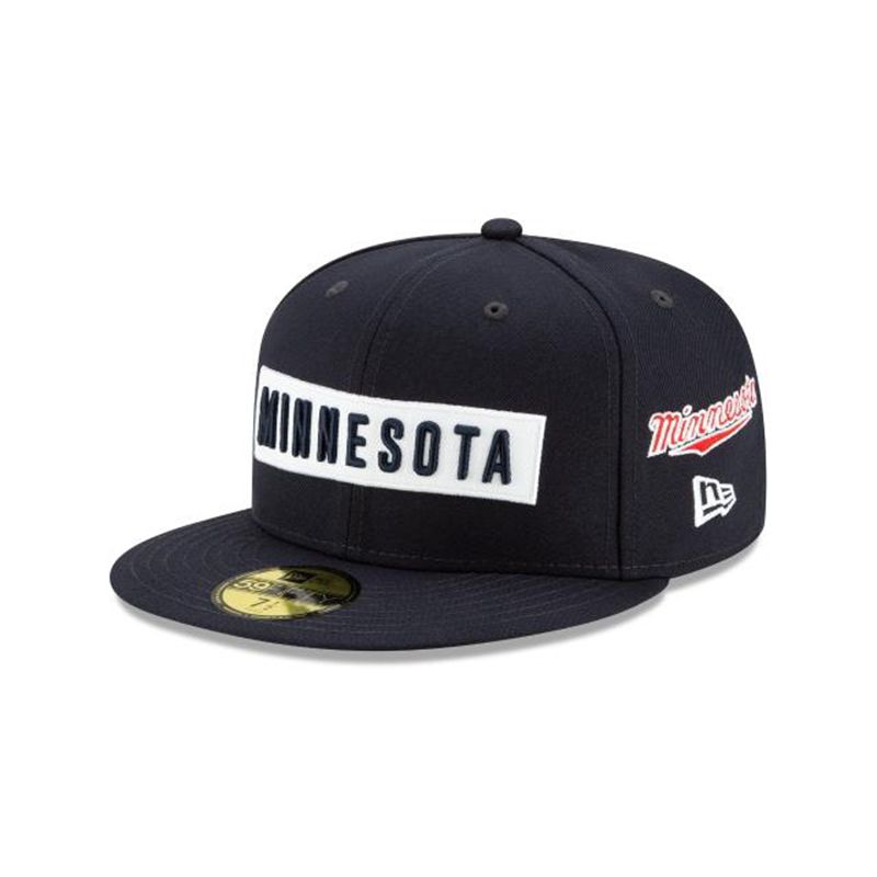 MLB Minnesota Twins Boxed Wordmark 59Fifty Fitted (GQK3140) - Blue New Era Caps